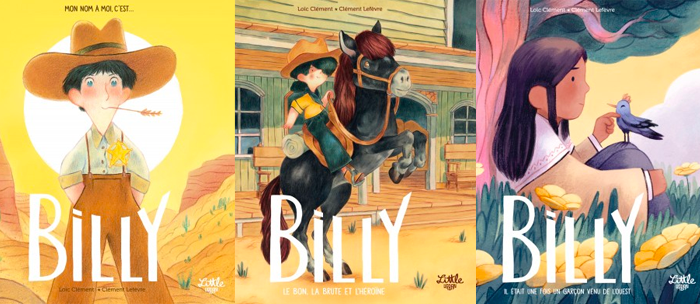 Les trois couvertures des album de Billy édités chez Little Ubran